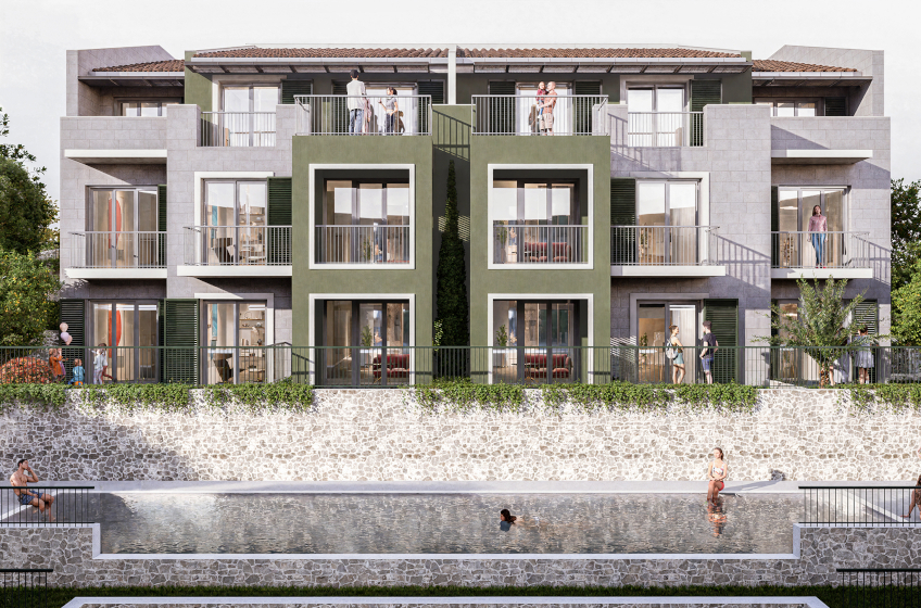 Miramare Kotor havuzlu rezidans - modern 2+1 daireler.